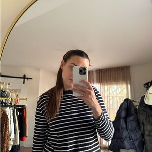 Miss Selfridge Black and White Striped Long Sleeve Top